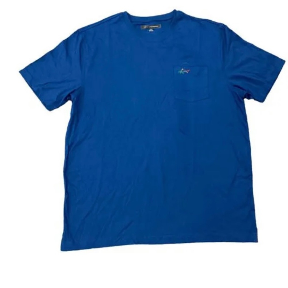 NWT Greg Norman Mens Short Sleeve Crew Pocket T-Shirt Estate Blue Size Large